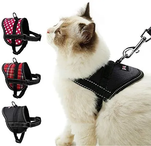 TOLEAP Arnés de gato con correa ajustable de malla suave arnés correa a prueba de escape gato chaleco arnés con correa reflectante para gatos pequeños al aire libre caminar