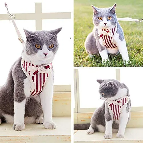 MyfatBOSS Correa para gato, arnés para gato y correa, chaleco de malla ajustable para gatos pequeños y grandes a prueba de escapes