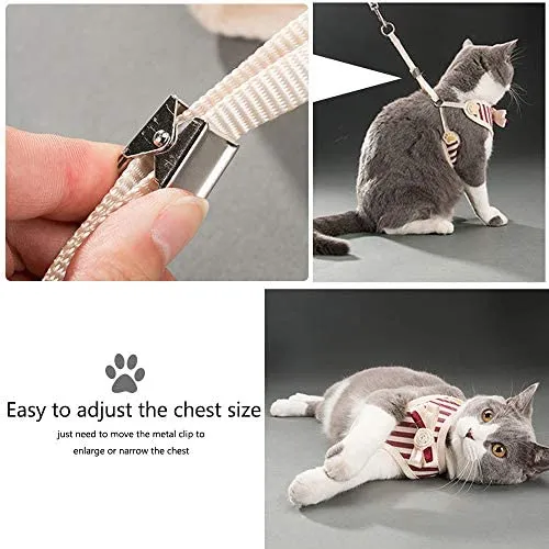 MyfatBOSS Correa para gato, arnés para gato y correa, chaleco de malla ajustable para gatos pequeños y grandes a prueba de escapes