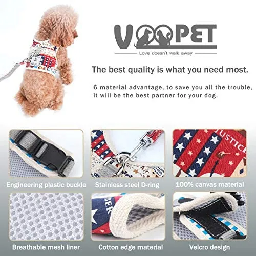 Arnés de malla suave para gatos Voopet Boho, chaleco frontal acolchado con correa, arnés ajustable para mascotas sin tirar, fácil control