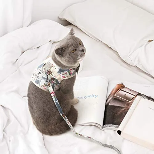 Arnés de malla suave para gatos Voopet Boho, chaleco frontal acolchado con correa, arnés ajustable para mascotas sin tirar, fácil control