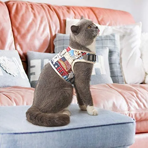 Arnés de malla suave para gatos Voopet Boho, chaleco frontal acolchado con correa, arnés ajustable para mascotas sin tirar, fácil control