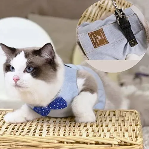 Stock Show - Chaleco arnés para gatos y perros con correa a juego con un bonito lazo, correa desmontable Reteo estilo británico arnés para cachorros medios, perros y gatos