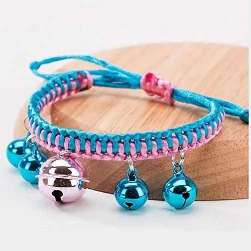 Bepets - Collar para gato con campana, color rosa y rojo, ajustable con campanas de 8 colores (2 paquetes)