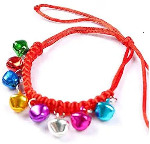 Bepets - Collar para gato con campana, color rosa y rojo, ajustable con campanas de 8 colores (2 paquetes)