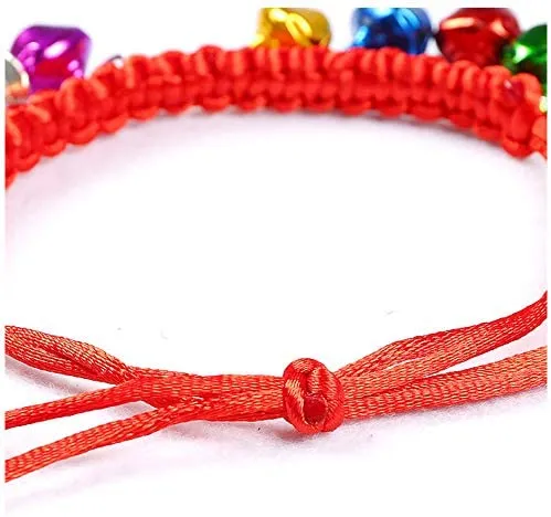 Bepets - Collar para gato con campana, color rosa y rojo, ajustable con campanas de 8 colores (2 paquetes)