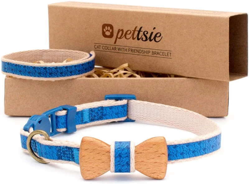Collar en forma de corbata de lazo para la seguridad de gatos independientes, suave, ajustable y pulsera de la amistad para usted