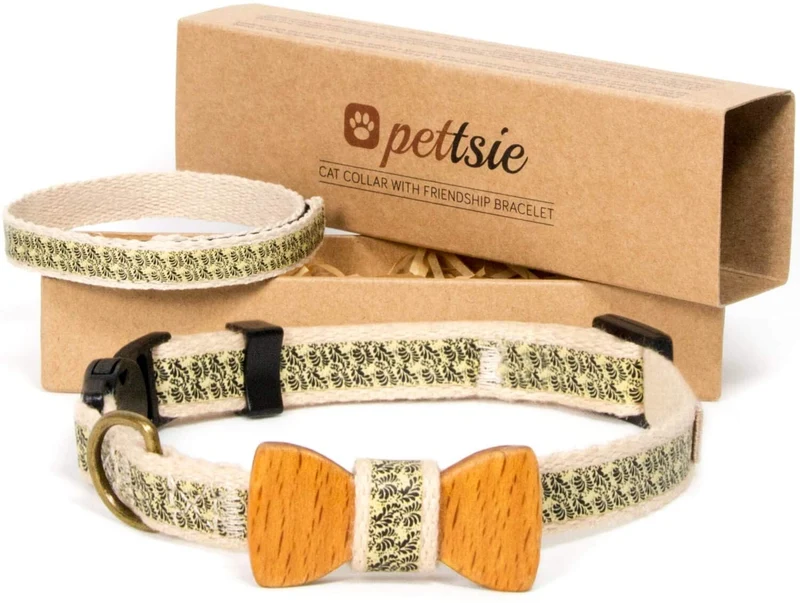 Collar en forma de corbata de lazo para la seguridad de gatos independientes, suave, ajustable y pulsera de la amistad para usted