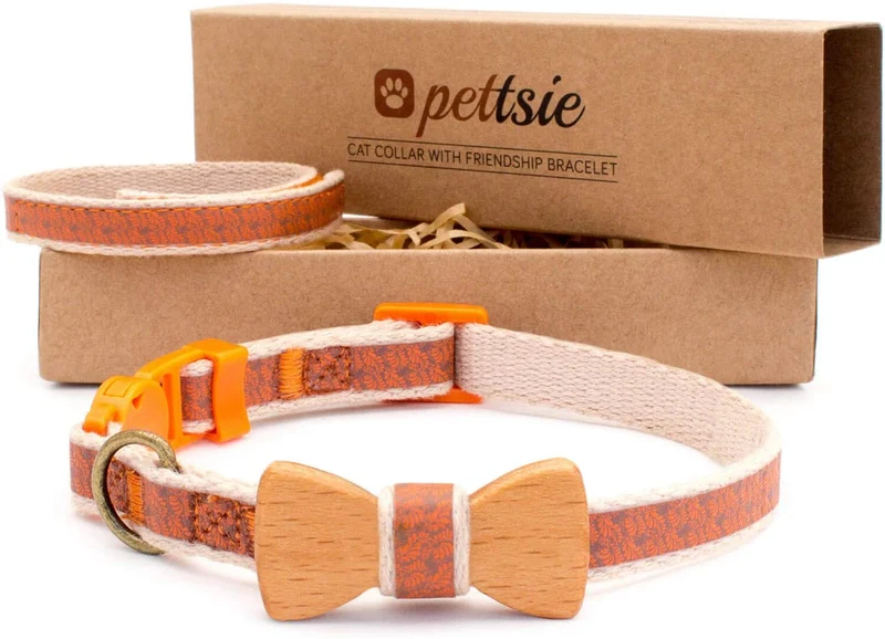 Collar en forma de corbata de lazo para la seguridad de gatos independientes, suave, ajustable y pulsera de la amistad para usted