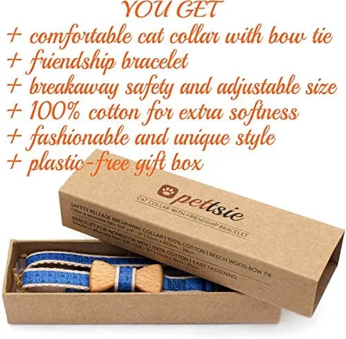 Collar en forma de corbata de lazo para la seguridad de gatos independientes, suave, ajustable y pulsera de la amistad para usted