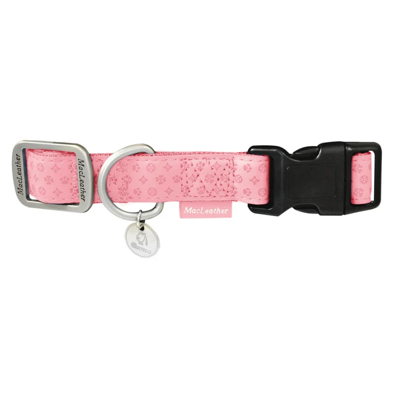 COLLAR PERRO CUERO MAC LEATHER ROSA