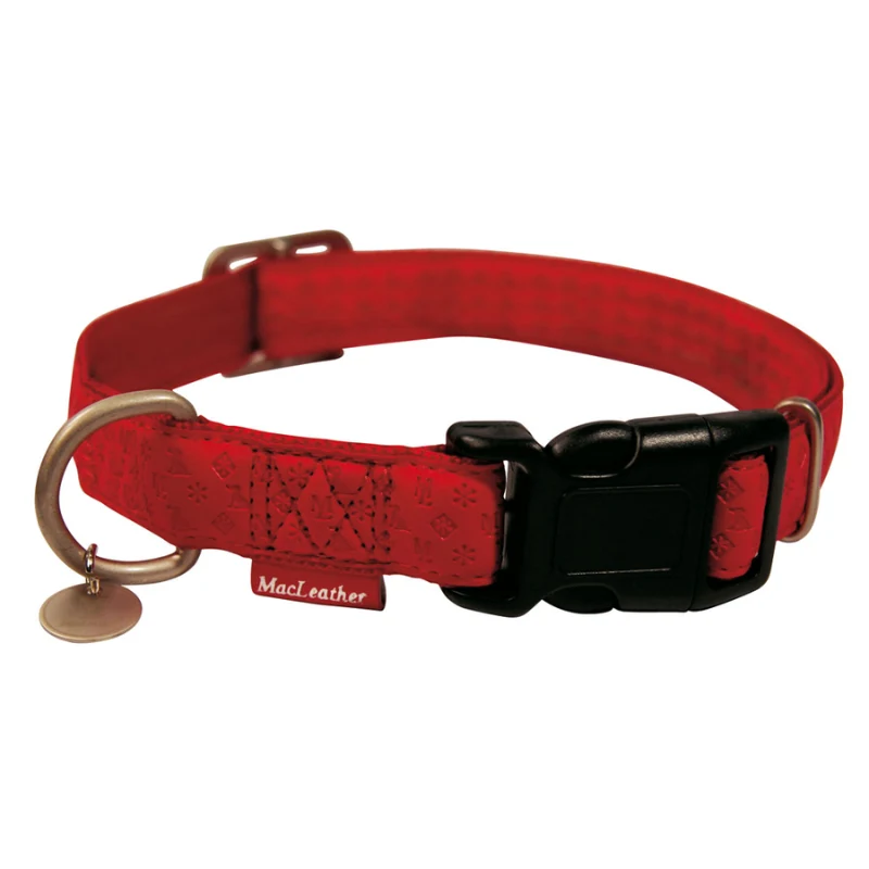 COLLAR PERRO CUERO MAC LEATHER ROJO