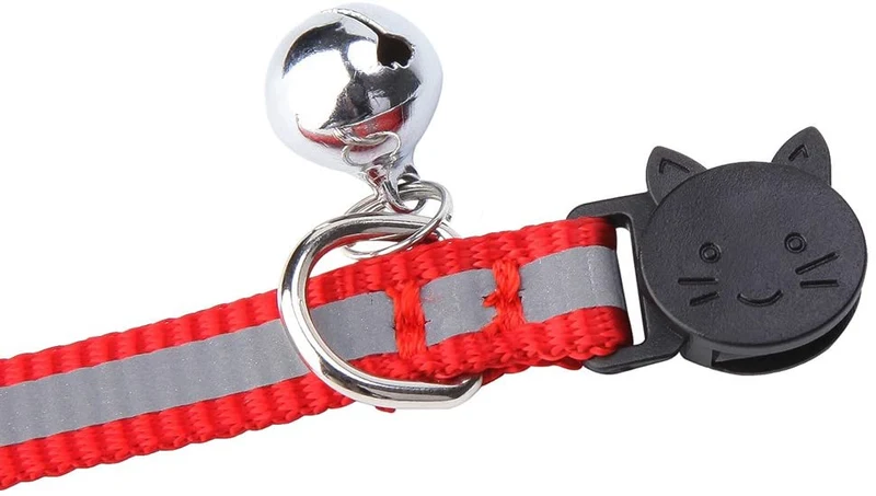 Cat Breakaway Collars Set 12 pcs con Bell Correa reflectante y hebilla de seguridad ajustable, 8 – 12"