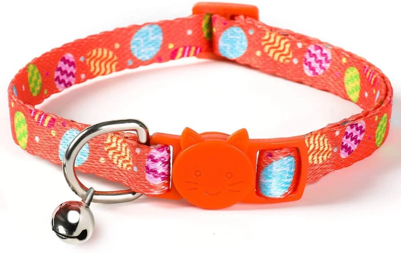 JPB Kit de collar para gato de Pascua – Collares de gato con campana en diseño de huevo y conejo