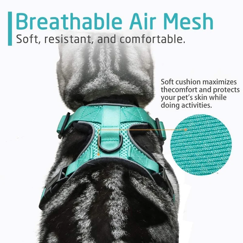 rabbitgoo Cat Harness and Leash Set for Walking, Escape Proof Adjustable Soft Vest for Large Cat Small Pets, Reflective Strip Metal Clip Ring Outdoor Cat Jacket Harness with 2 Long Cat Leashes