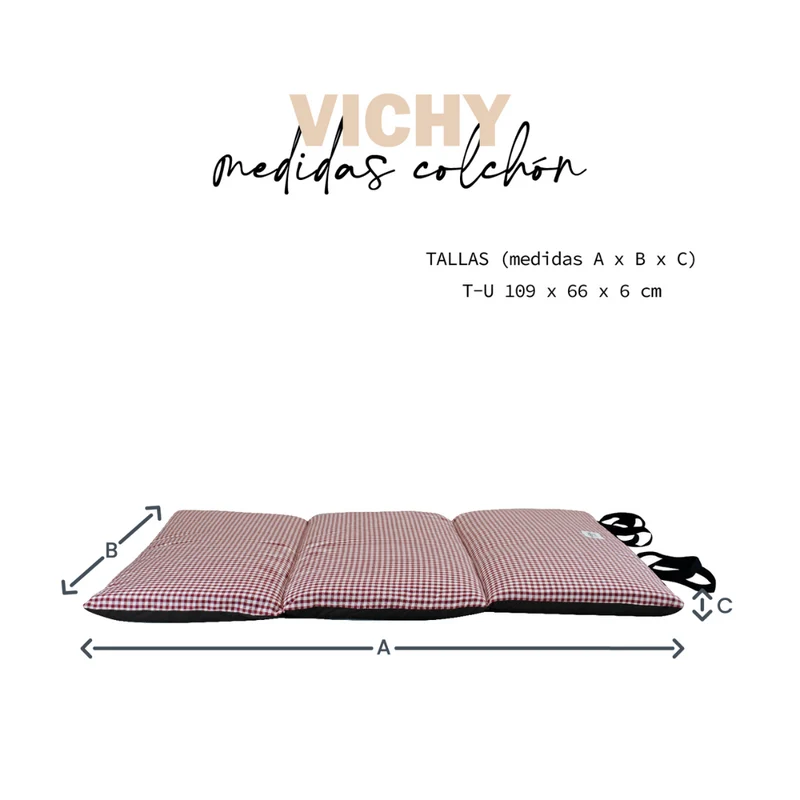 COLCHON VIAJE VICHY ROJO PARA PERROS YAGU