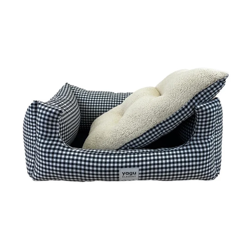 CAMA PERROS CONFORT VICHY NEGRO BORREGUILLO YAGU