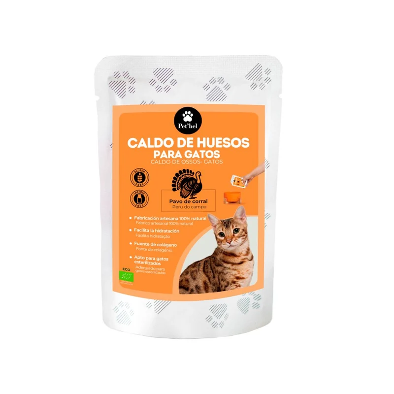 CALDO DE HUESOS DE PAVO DE CORRAL PARA GATOS ECO PET'BEL 20X100 ML