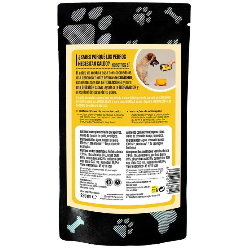 CALDO DE HUESOS DE POLLO PARA PERROS ECO PET'BEL 18X230 ML