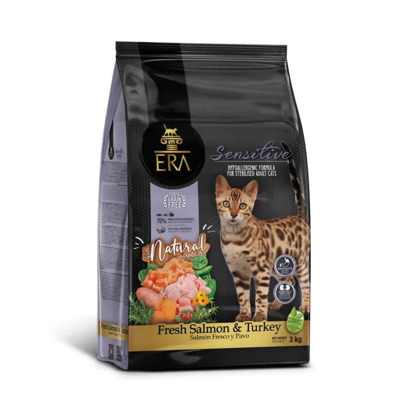 ERA Cat Grain Free STERILIZED SENSITIVE ADULT Fresh Salmón y Turkey Pienso para Gatos