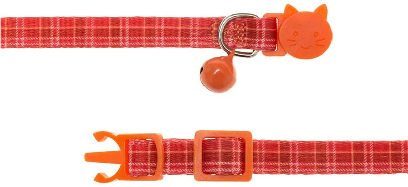 BINGPET - Collares de gato con campana, colores variados, patrones cuadrados, ajustables, paquete de 6 unidades