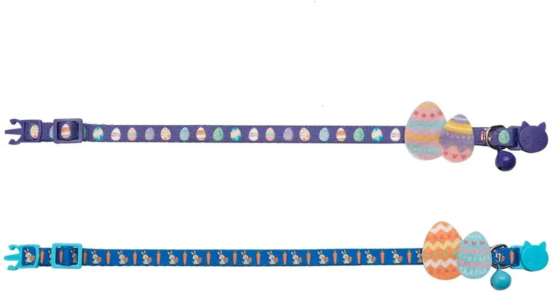 PAWCHIE - Collares para gato con campana - 2 unidades ajustables con huevo de Pascua y conejo de 20 a 11.0 in