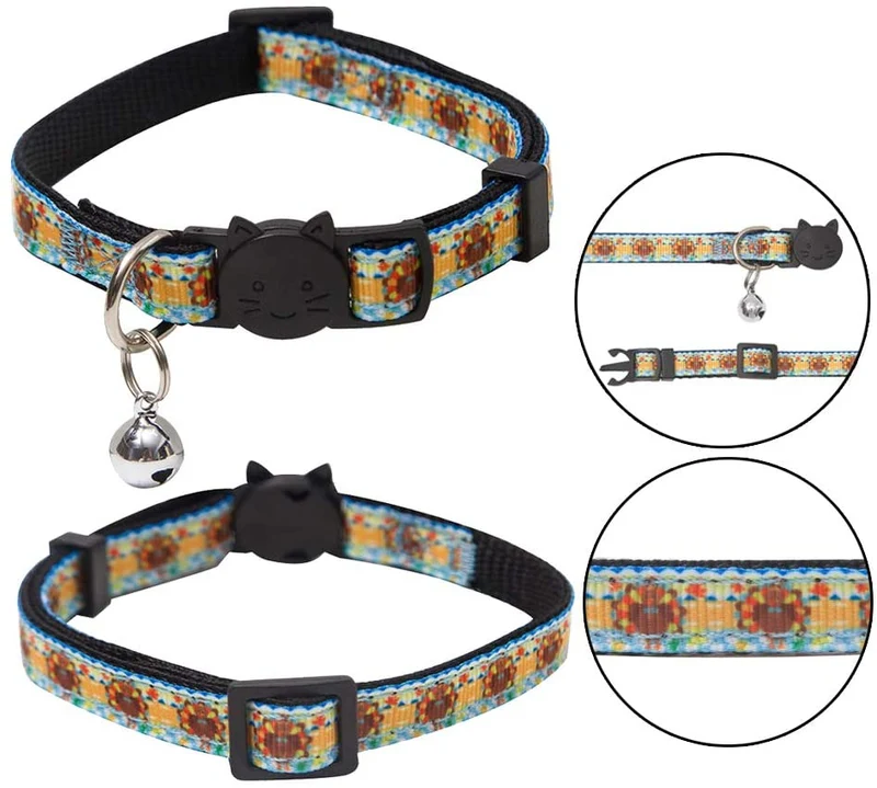 TCBOYING - Juego de 3 collares para gatos de Acción de Gracias con cascabel ajustable, regalo de Acción de Gracias