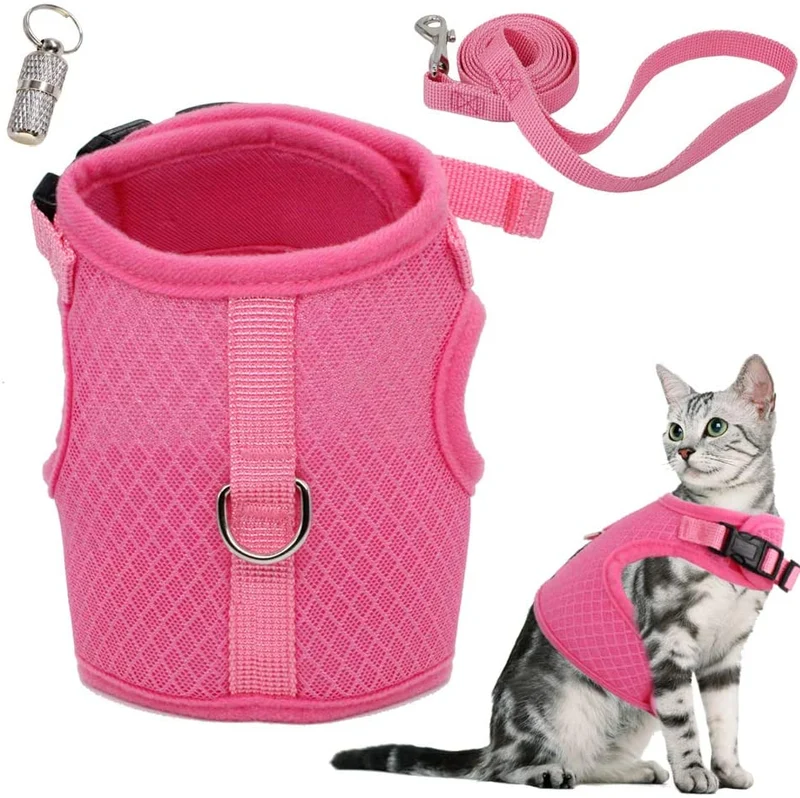 WONDERPUP - Arnés ajustable para gato con correa para caminar, a prueba de escape, malla de aire suave para gatitos, cachorros, conejos, perros pequeños