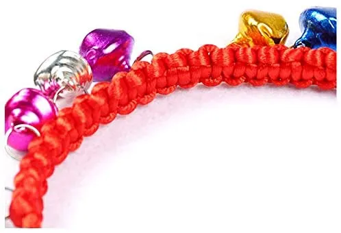 Bepets - Collar para gato con campana, color rosa y rojo, ajustable con campanas de 8 colores (2 paquetes)