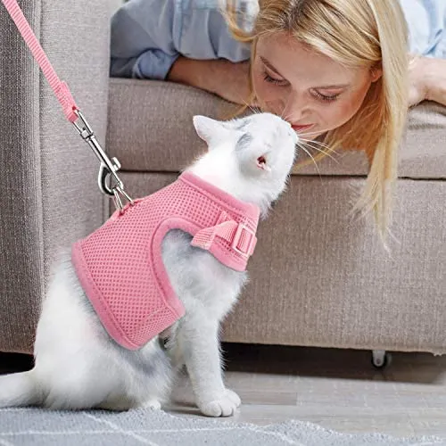 The Creativehome Arnés para cachorro de gato con correa, a prueba de escape, ajustable, transpirable, suave malla de aire, arnés para caminar al aire libre