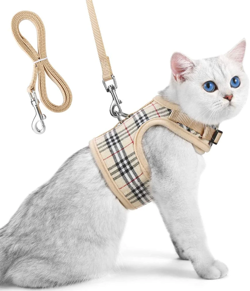 Unihubys - Arnés para gato con correa ajustable, material de malla suave con fuerte anilla en D para mayor tranquilidad, ideal para caminar