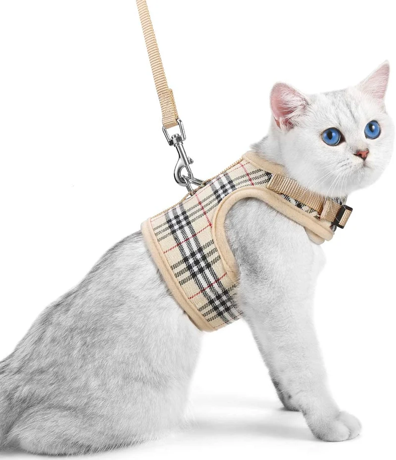 Unihubys - Arnés para gato con correa ajustable, material de malla suave con fuerte anilla en D para mayor tranquilidad, ideal para caminar