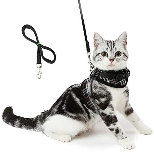 Unihubys - Arnés para gato con correa ajustable, material de malla suave con fuerte anilla en D para mayor tranquilidad, ideal para caminar