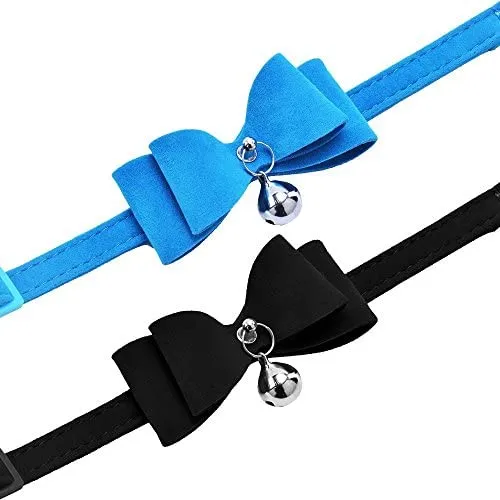 BINGPET 2Pcs Breakaway Bowtie Cat Collar with Bell