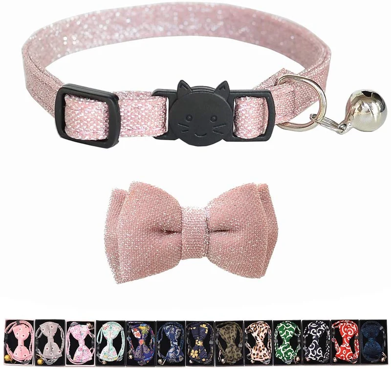 M-YOUNG Collar para gato con campana y pajarita, collares de seguridad ajustables para cachorro de gatito (6.7 in a 10,8 pulgadas)