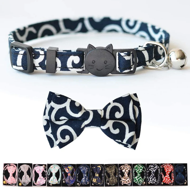 M-YOUNG Collar para gato con campana y pajarita, collares de seguridad ajustables para cachorro de gatito (6.7 in a 10,8 pulgadas)