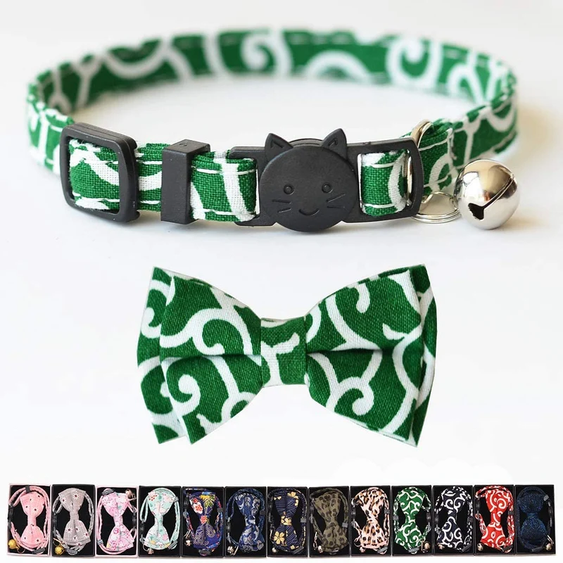 M-YOUNG Collar para gato con campana y pajarita, collares de seguridad ajustables para cachorro de gatito (6.7 in a 10,8 pulgadas)