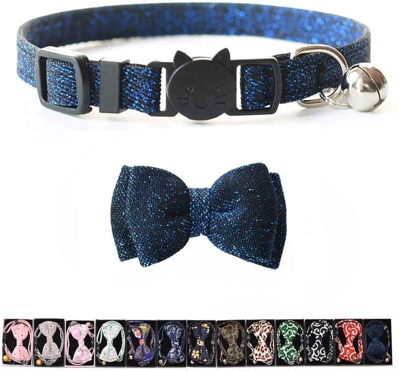 M-YOUNG Collar para gato con campana y pajarita, collares de seguridad ajustables para cachorro de gatito (6.7 in a 10,8 pulgadas)