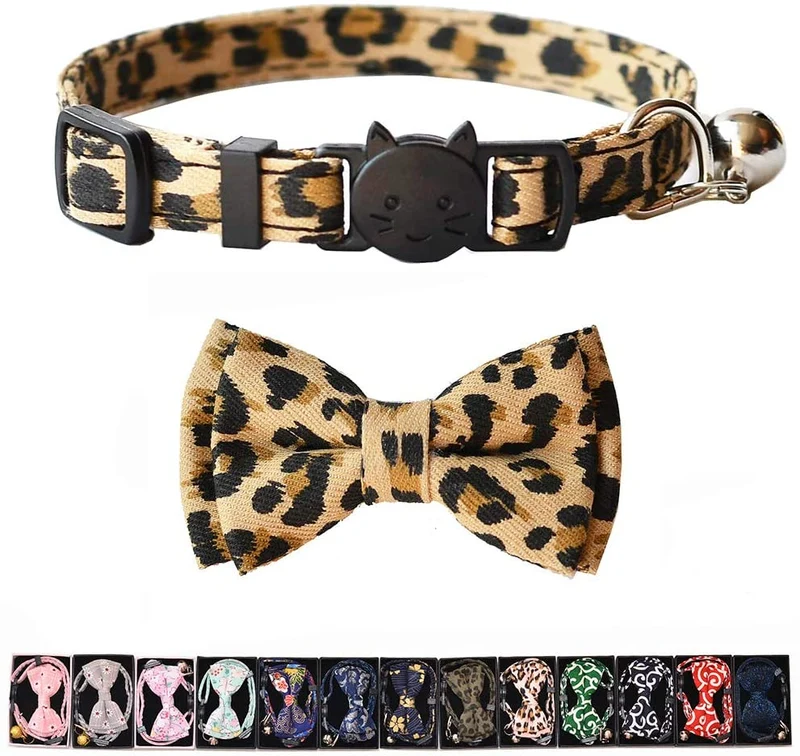 M-YOUNG Collar para gato con campana y pajarita, collares de seguridad ajustables para cachorro de gatito (6.7 in a 10,8 pulgadas)