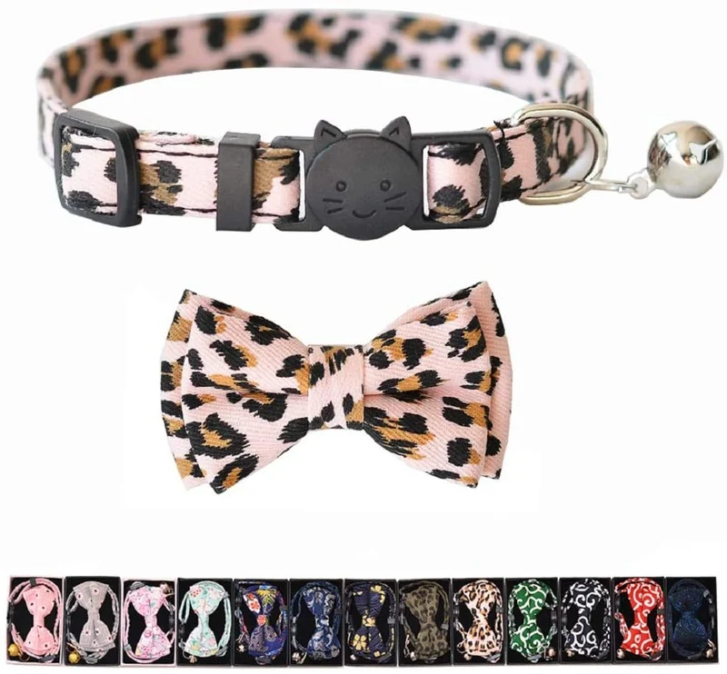 M-YOUNG Collar para gato con campana y pajarita, collares de seguridad ajustables para cachorro de gatito (6.7 in a 10,8 pulgadas)