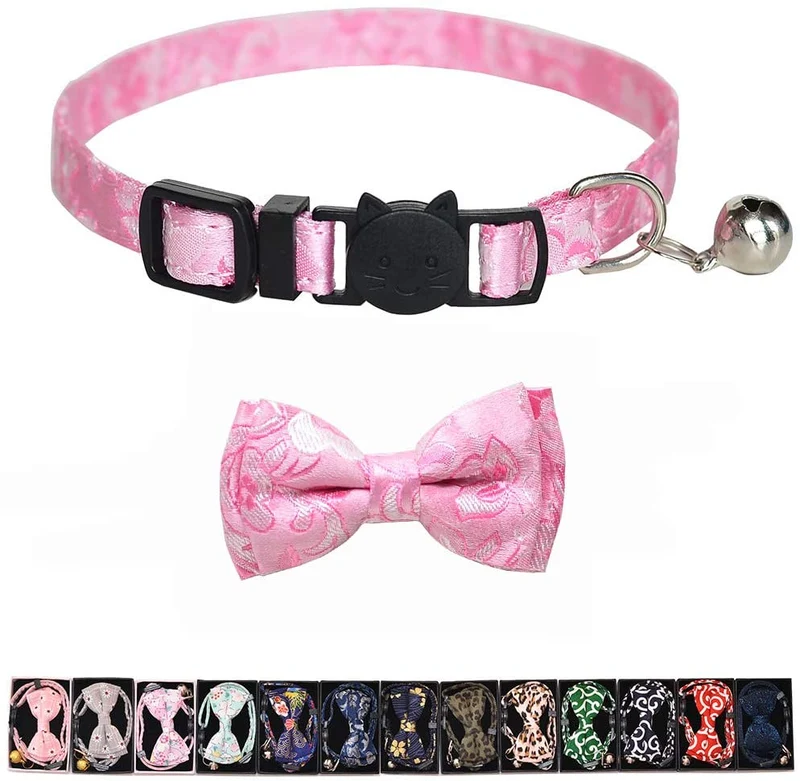 M-YOUNG Collar para gato con campana y pajarita, collares de seguridad ajustables para cachorro de gatito (6.7 in a 10,8 pulgadas)