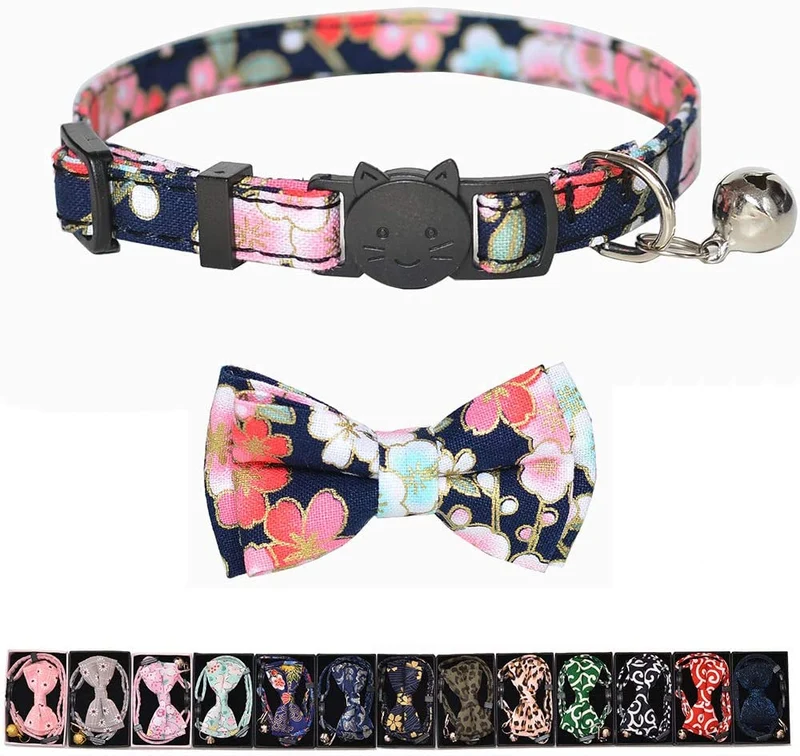M-YOUNG Collar para gato con campana y pajarita, collares de seguridad ajustables para cachorro de gatito (6.7 in a 10,8 pulgadas)