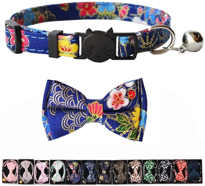 M-YOUNG Collar para gato con campana y pajarita, collares de seguridad ajustables para cachorro de gatito (6.7 in a 10,8 pulgadas)