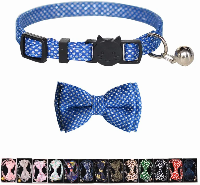 M-YOUNG Collar para gato con campana y pajarita, collares de seguridad ajustables para cachorro de gatito (6.7 in a 10,8 pulgadas)