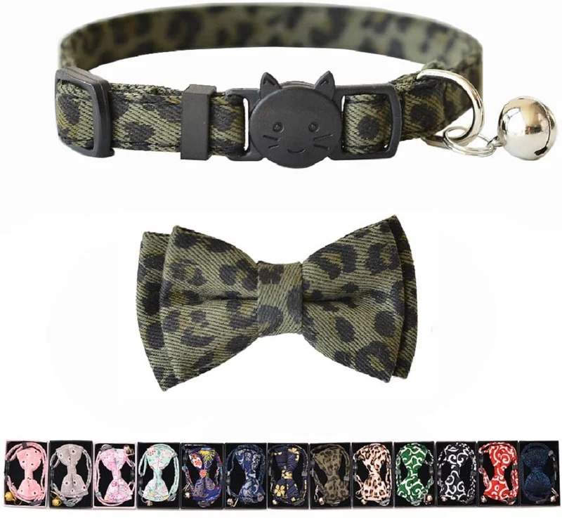 M-YOUNG Collar para gato con campana y pajarita, collares de seguridad ajustables para cachorro de gatito (6.7 in a 10,8 pulgadas)