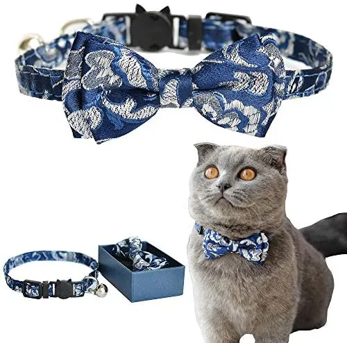 M-YOUNG Collar para gato con campana y pajarita, collares de seguridad ajustables para cachorro de gatito (6.7 in a 10,8 pulgadas)