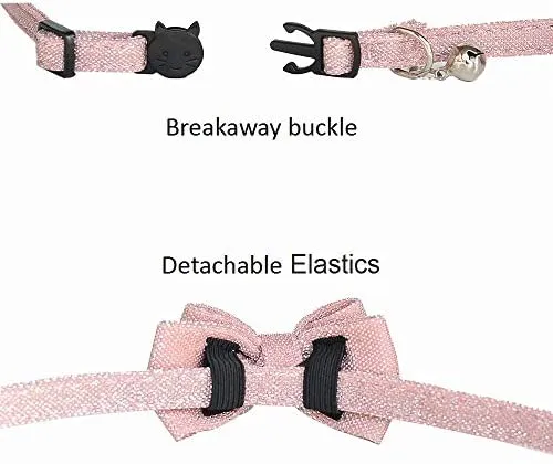 M-YOUNG Collar para gato con campana y pajarita, collares de seguridad ajustables para cachorro de gatito (6.7 in a 10,8 pulgadas)