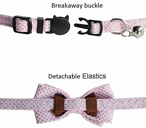 M-YOUNG Collar para gato con campana y pajarita, collares de seguridad ajustables para cachorro de gatito (6.7 in a 10,8 pulgadas)