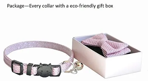 M-YOUNG Collar para gato con campana y pajarita, collares de seguridad ajustables para cachorro de gatito (6.7 in a 10,8 pulgadas)