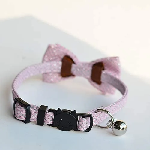 M-YOUNG Collar para gato con campana y pajarita, collares de seguridad ajustables para cachorro de gatito (6.7 in a 10,8 pulgadas)